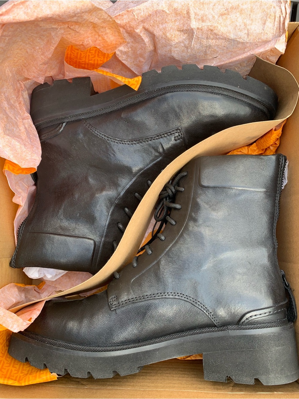 NWT Frye Allison Combat Boots Women's Black Leather Size 8.5 - Picture 4 of 7